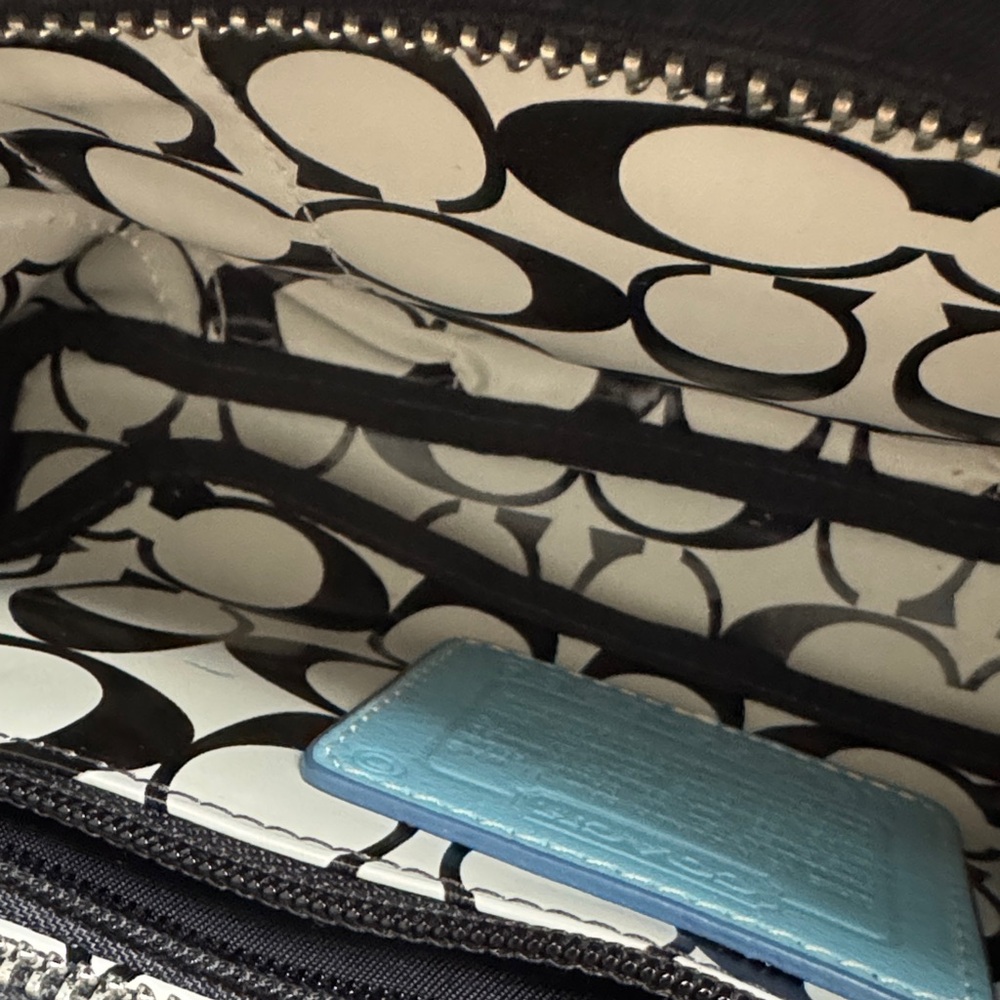Coach Black Tote with Light Blue Accents and Cream Trim - Picture 9 of 16